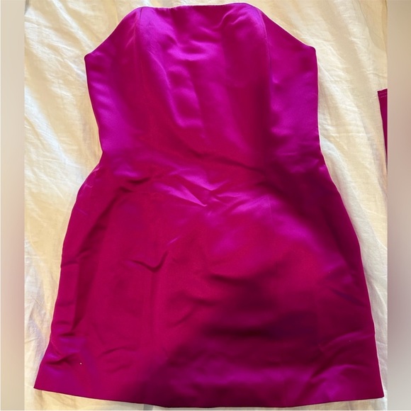 Miscreants Cupid hot pink satin party dress WITH gloves - Picture 4 of 7